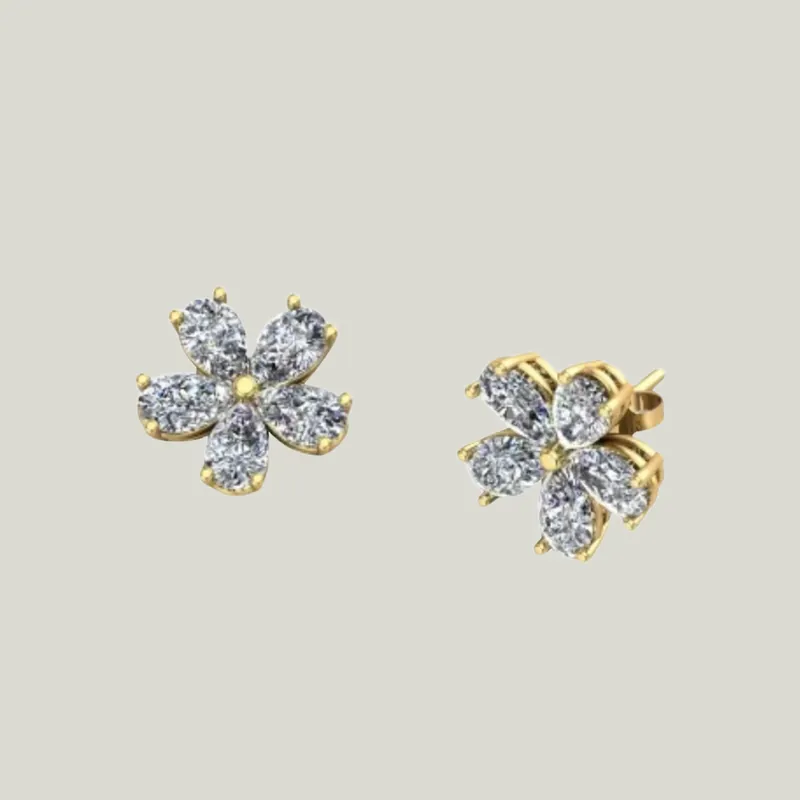 Mini Flower Earrings - Stoned Fine Jewelry (Consigned)