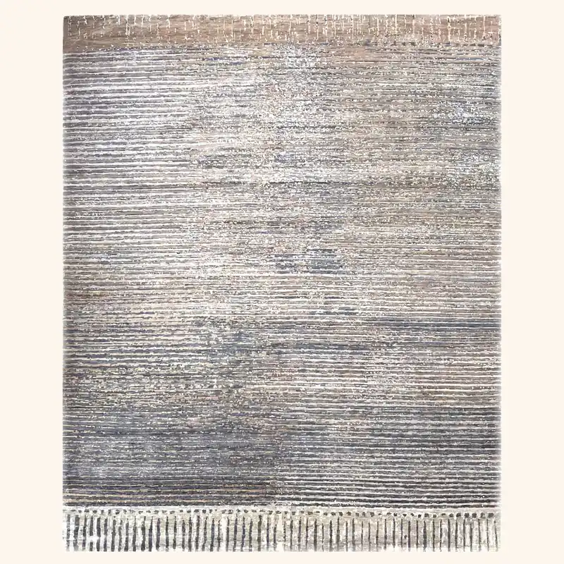 Multicolored Transitional Silk Wool Blend Rug - 8' x 10'