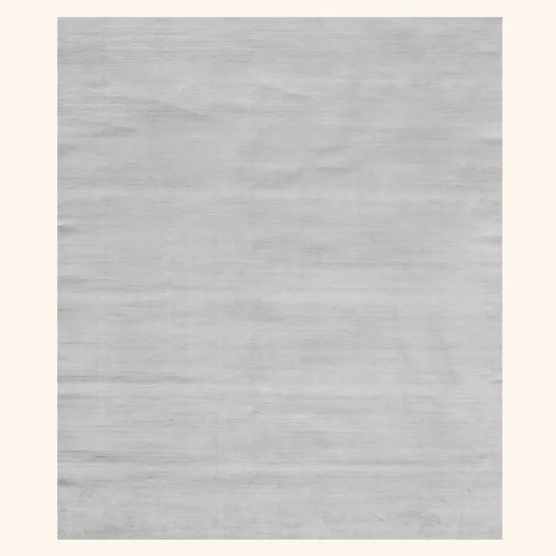 White Solid Silk Rug - 6' x 9'