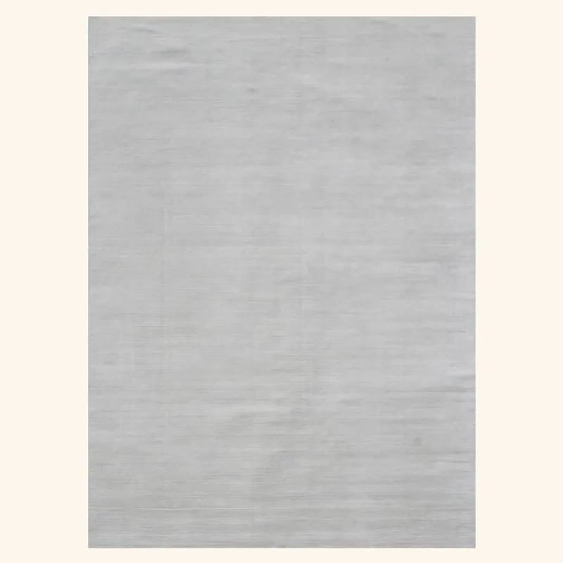 White Solid Silk Rug - 8' x 10'
