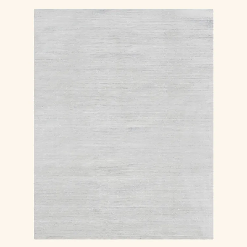 White Solid Silk Rug - 9' x 12'