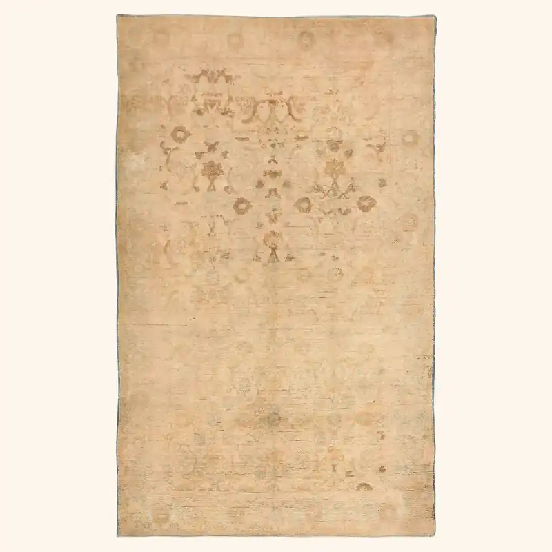 Beige Antique Traditional Indian Cotton Agra Rug - 5' x 8'6"