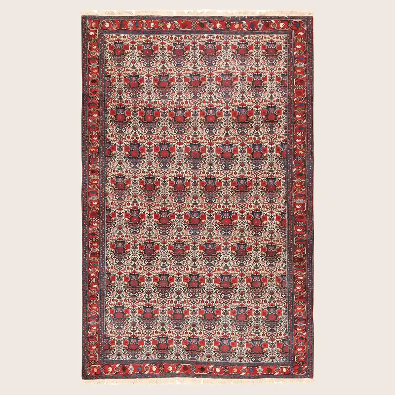 Red Vintage Traditional Farahan Sarouk Rug - 5'1" x 7'9"