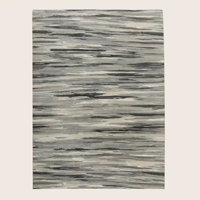 Charcoal Contemporary Tibetan Wool Silk Blend Rug - 9' x 12'