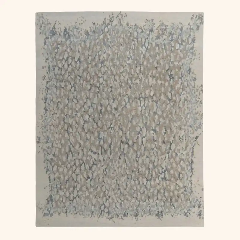 Multicolored Contemporary Tibetan Wool Silk Blend Rug - 8' x 10'