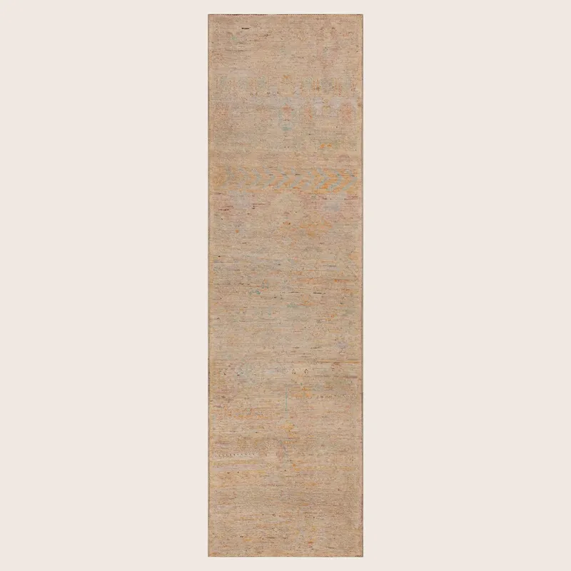 Beige Zameen Modern Wool Runner - 2'9" x 9'8"