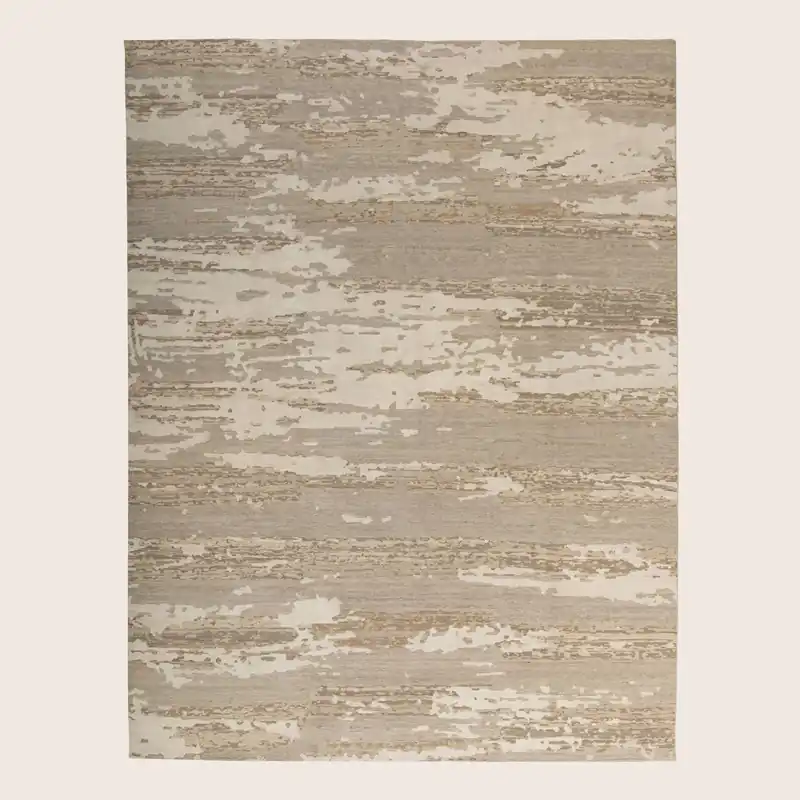 Beige Contemporary Wool Silk Blend Rug - 8' x 10'