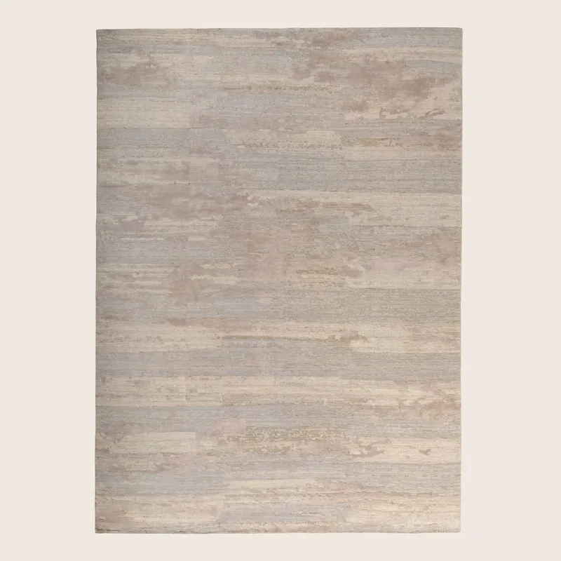 Natural Contemporary Wool Silk Blend Rug - 9' x 12'1"