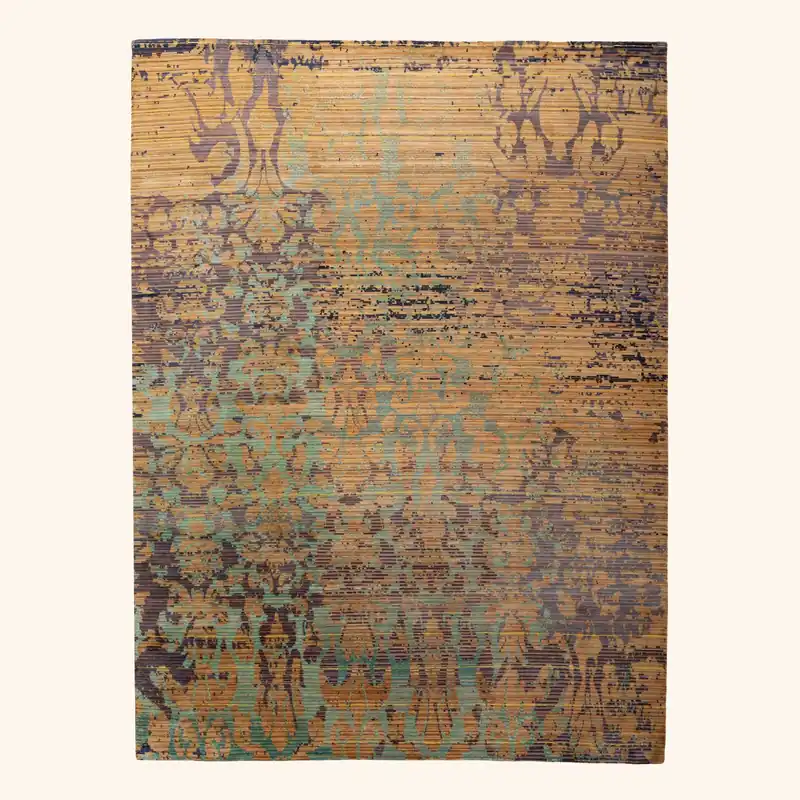 Multicolored Contemporary Tibetan Silk Rug - 8' x 10'3"