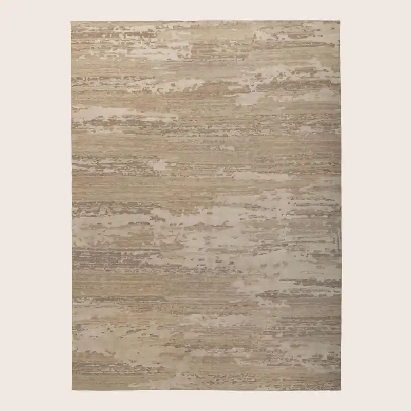 Brown & Grey Contemporary Wool Silk Blend Rug - 9' x 12'