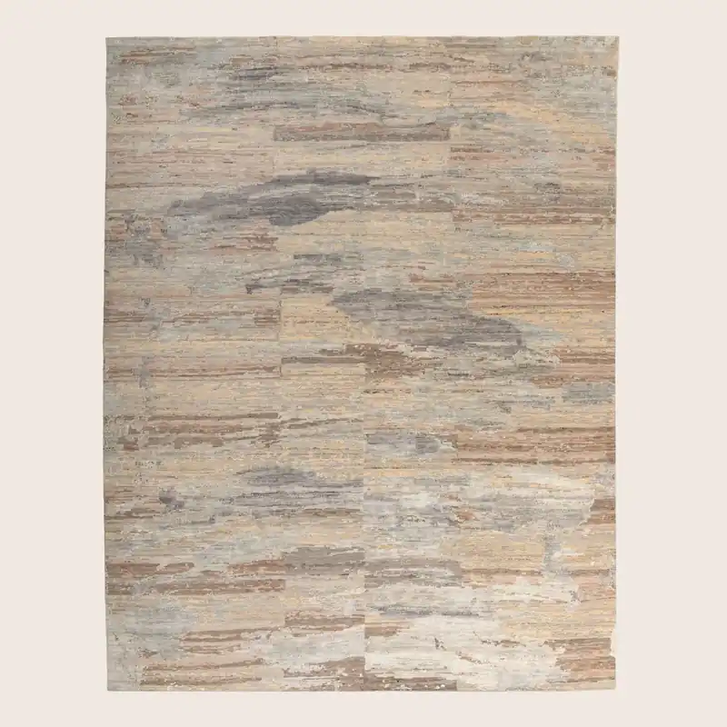 Multicolored Contemporary Wool Silk Blend Rug - 8' x 10'