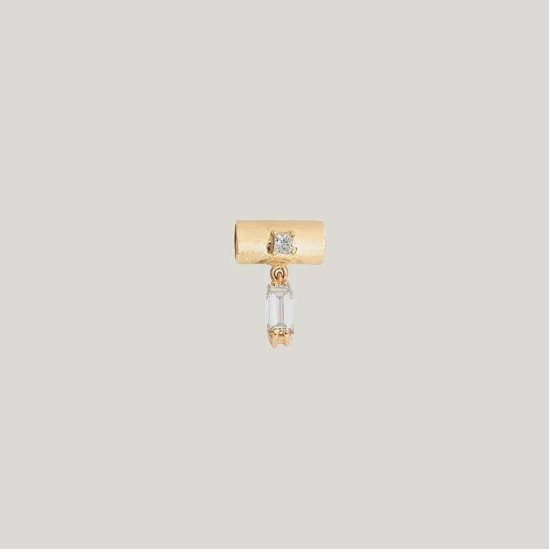La Mère Diamond And Morganite Baguette Barrel Pendant - Carolina Neves (Consigned)