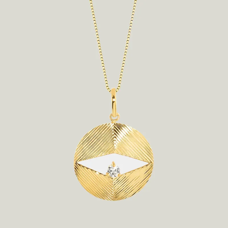 Curve Gold Pendant With Diamond - Carolina Neves (Consigned)