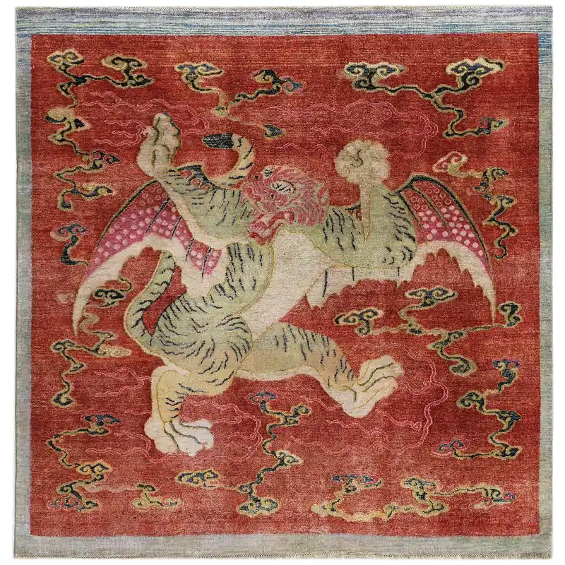 Red Alchemy Wool Linen Blend Rug - 4'11" x 5'1"