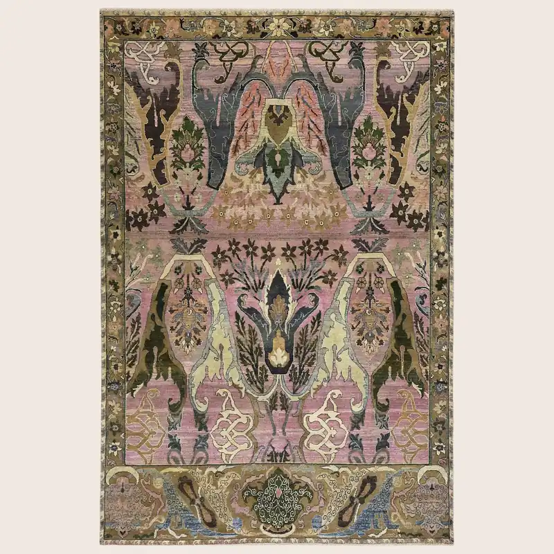Dusty Pink Alchemy Traditional Wool Rug - 6'2" x 9'4"