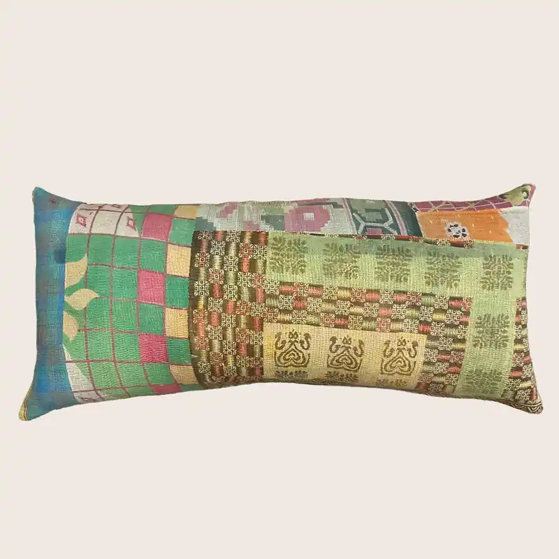 Vintage Garden Patch Kantha Lumbar Pillow - Threads Soft Goods
