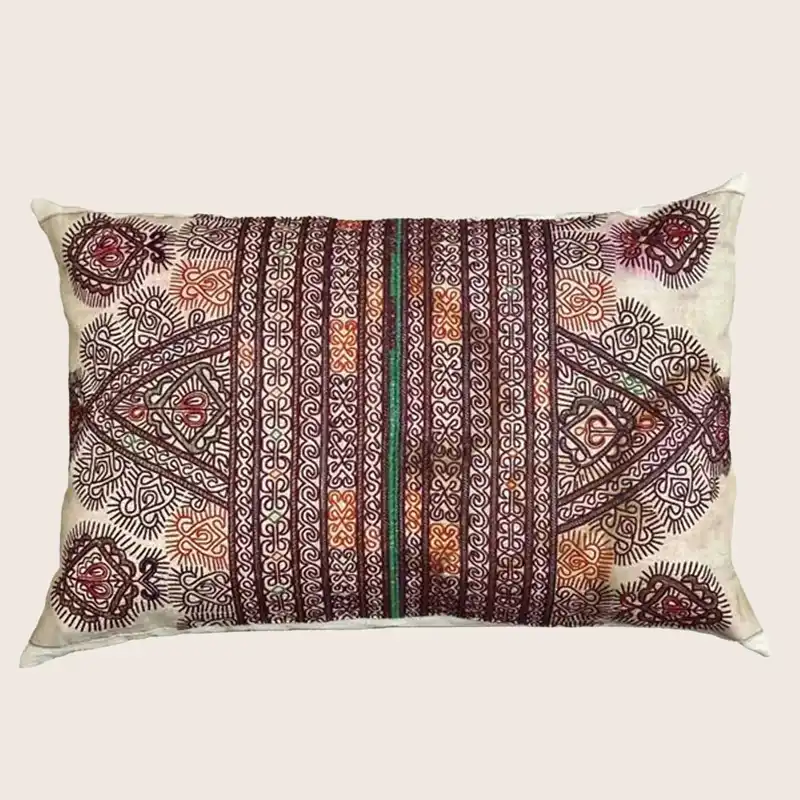 Vintage Geometric Afghan Tribal Lumbar Pillow - Threads Soft Goods
