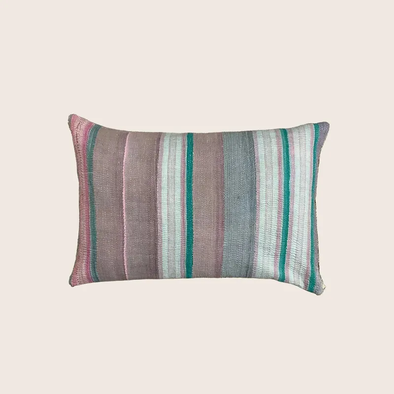 Vintage Stripe Kantha Lumbar Pillow - Threads Soft Goods
