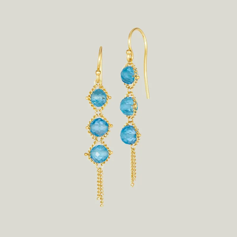 London Blue Topaz Woven Earrings - Amali (Consigned)