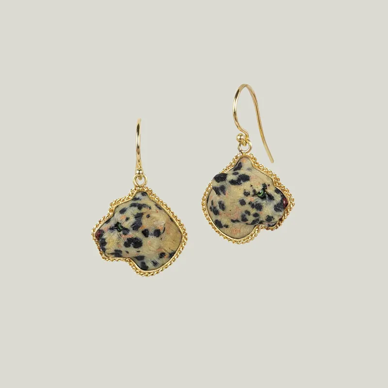 Leopard Jasper Profile Earrings - Amali (Consigned)