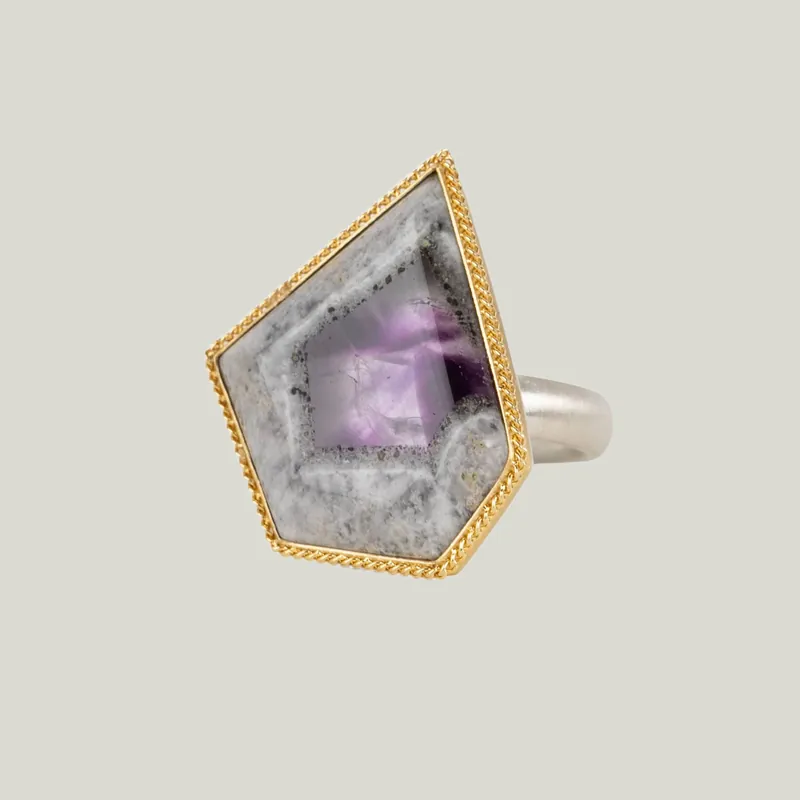 One-of-a-Kind Geometric Amethyst Ring