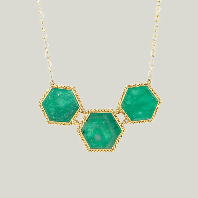 Three-stone Emerald Necklace