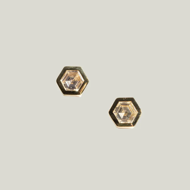 Hexagon Diamond Stud Earrings - Fannie Thomas (Consigned)