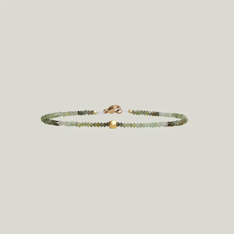 Green Tourmaline & 18Kt Hexagon Beaded Bracelet - Nightingale Design, Inc. (Consigned)