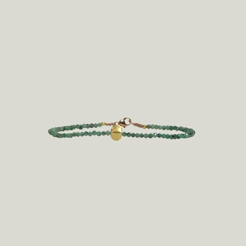 Emerald & 18Kt Flat Oval Beaded Bracelet - Nightingale Design, Inc. (Consigned)