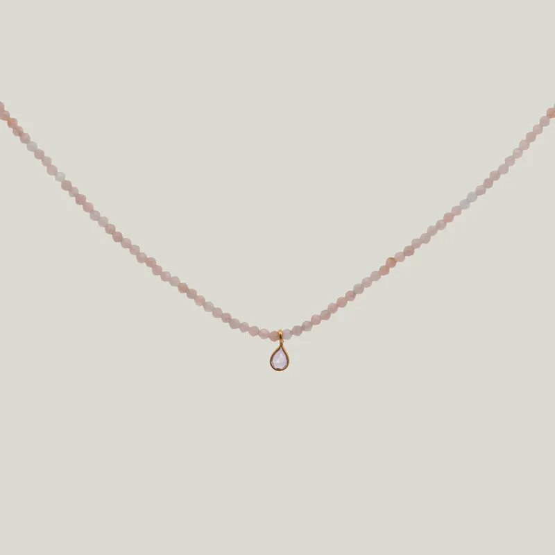 Peach Moonstone & Sapphire Dove Necklace - Nightingale Design, Inc. (Consigned)