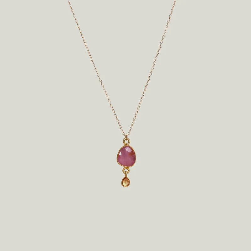 Pink Sapphire 18kt & 14kt Chain Kingfisher Necklace - Nightingale Design, Inc. (Consigned)