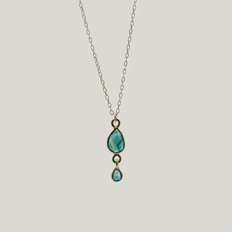 Sapphire 18kt & 14kt Chain Kingfisher Necklace - Nightingale Design, Inc. (Consigned)