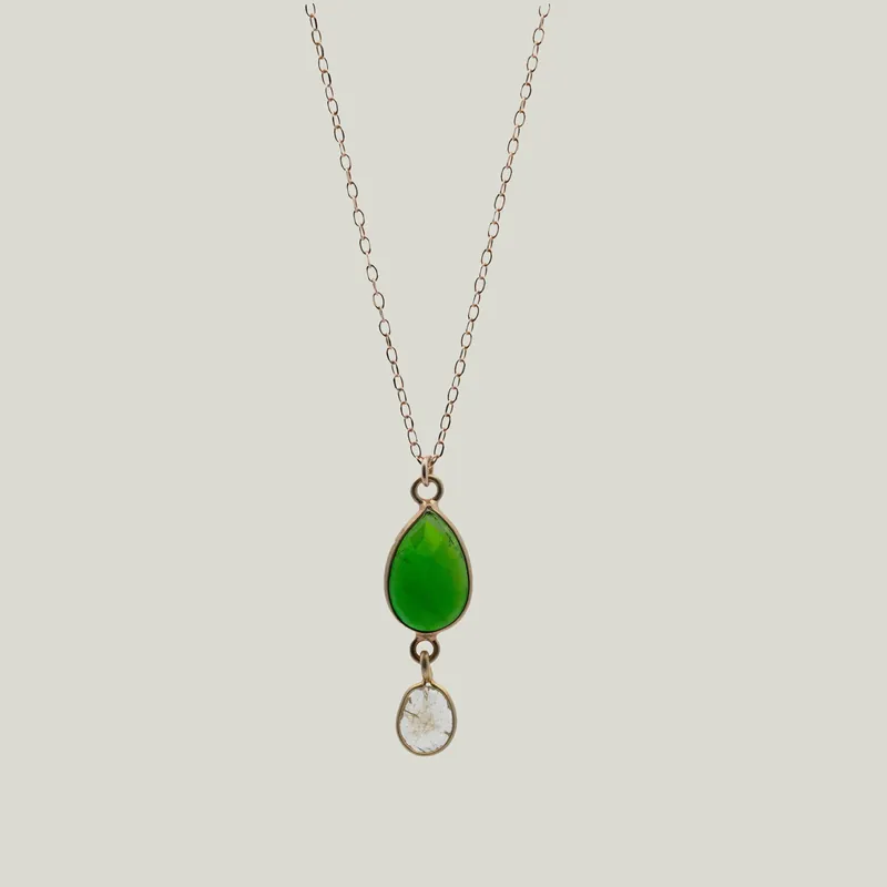Chrome Diopside & Diamond Kingfisher Necklace - Nightingale Design, Inc. (Consigned)