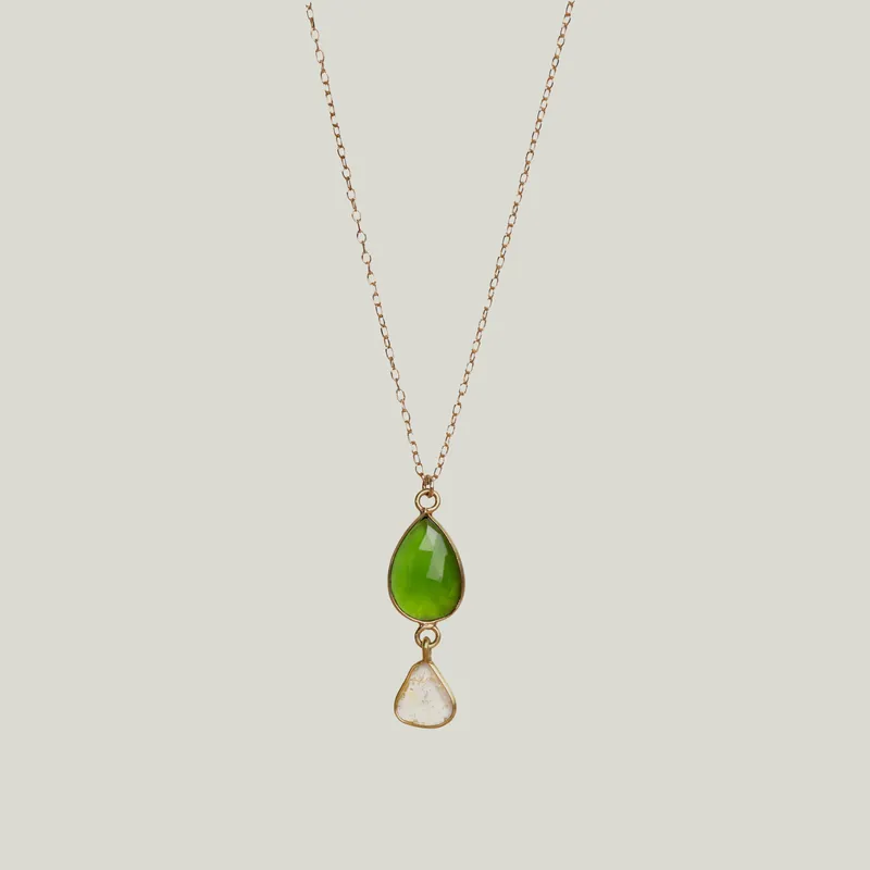 Chrome Diopside & Diamond Chain Kingfisher Necklace - Nightingale Design, Inc. (Consigned)