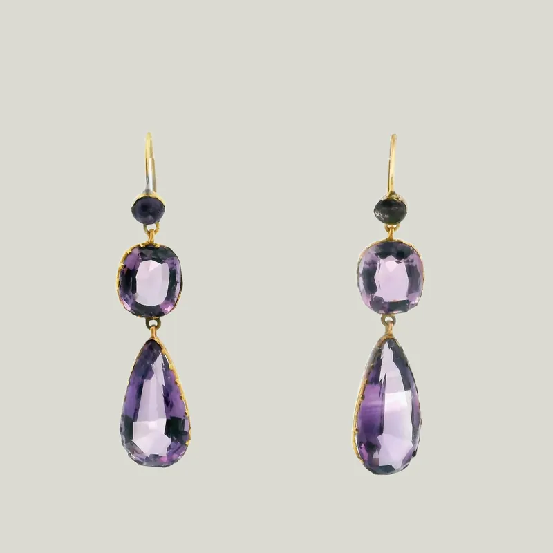 Victorian Amethyst Drop Earrings - Odeon Collection (Leased)