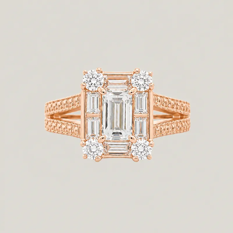 Rose Gold Diamond Cocktail Ring - Odeon Collection (Leased)