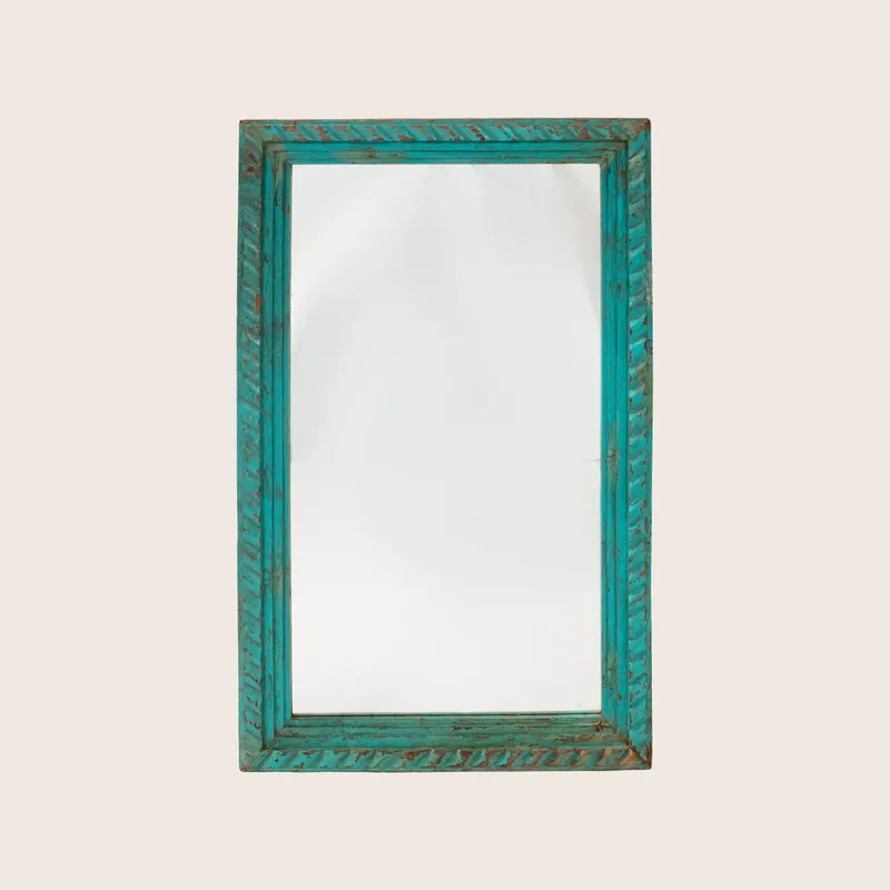 Vintage Blue Painted Mirror - Golden Oldies