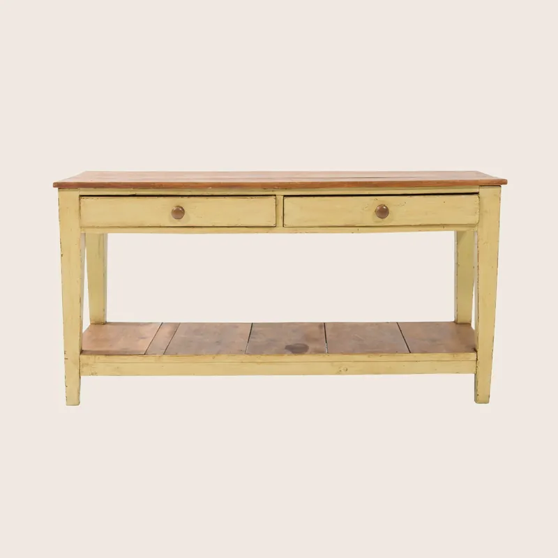 Vintage Citron-Leg Butcher's Table