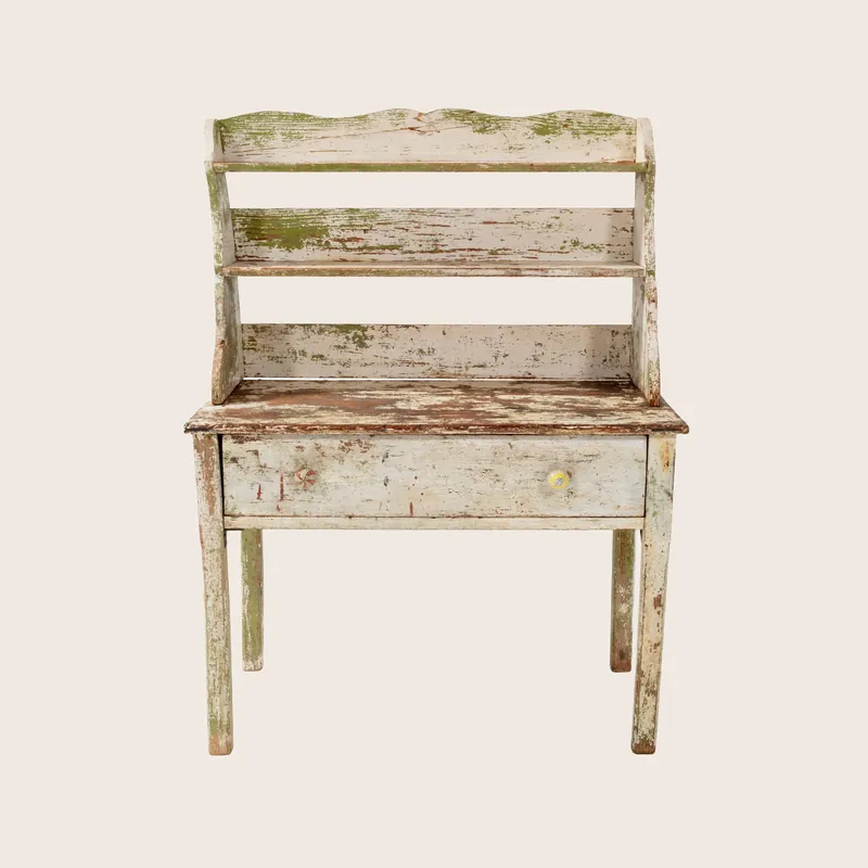 Vintage White Chippy Desk with Shelf - Golden Oldies
