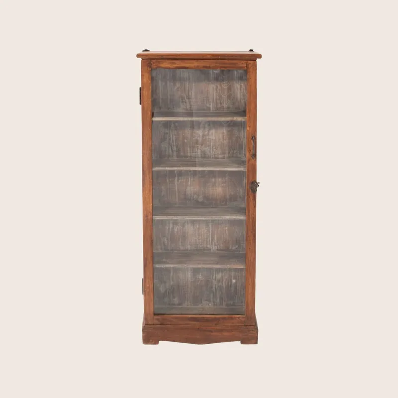 Vintage Thin 5-Shelf Wood Cabinet