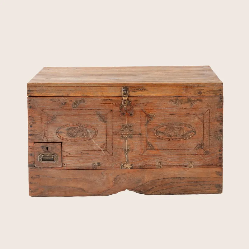Vintage Carved Secret Compartment Trunk - Golden Oldies