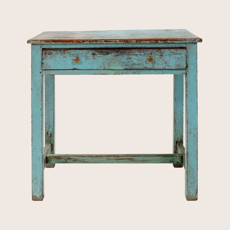 Vintage Blue Chippy Small Desk | Console Table - Golden Oldies