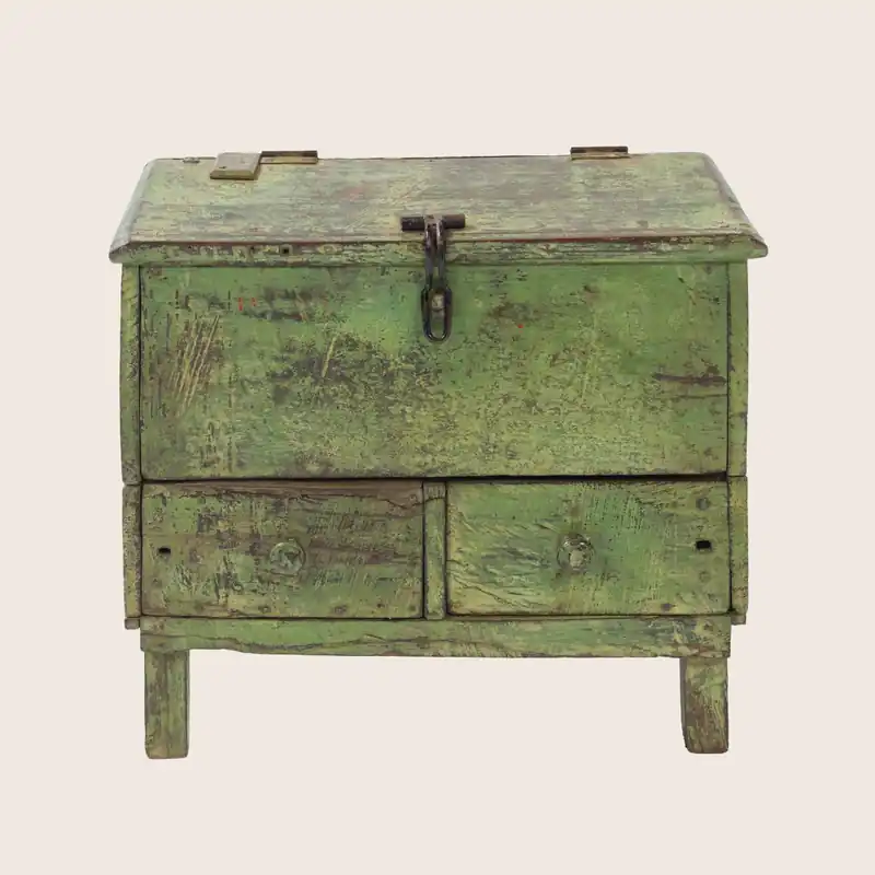Vintage Green Painted Storage Chest - Golden Oldies