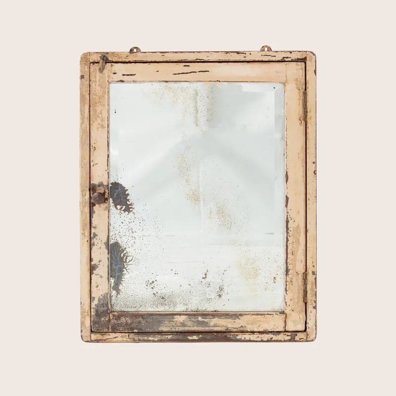 Vintage White Hanging Vanity Mirror - Golden Oldies