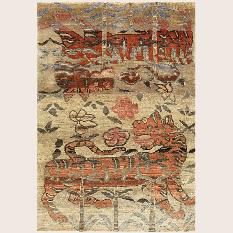 Cream Multicolored Alchemy Wool Rug - 4'2" x 6'
