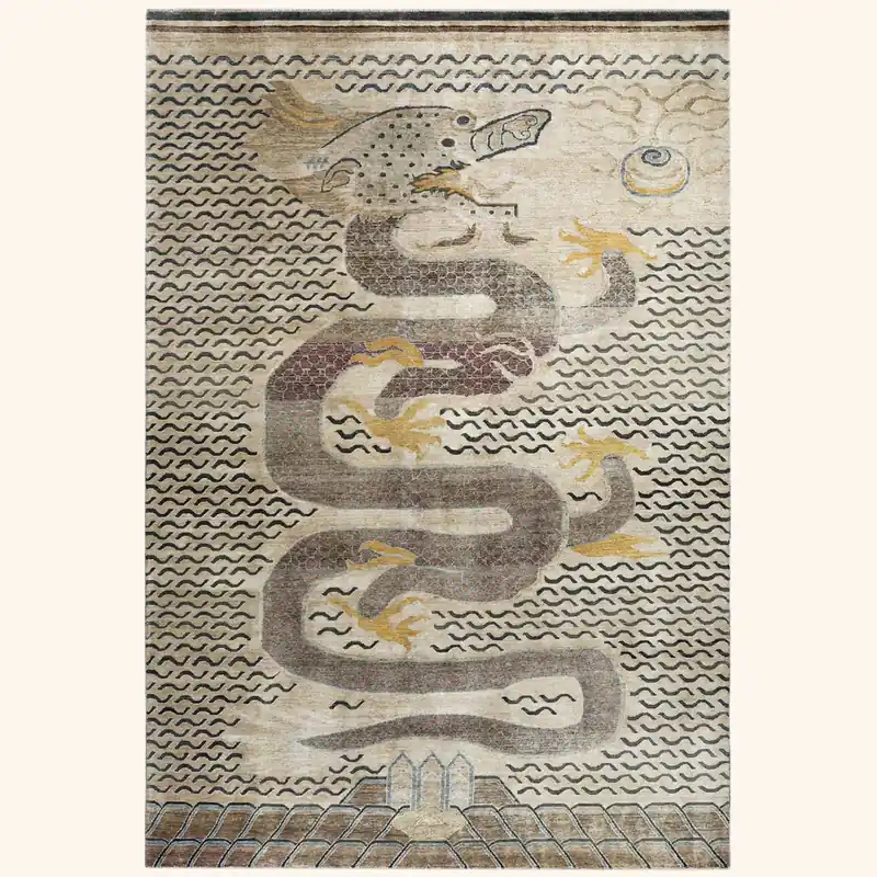 Cream Multicolored Alchemy Silk Wool Linen Blend Rug - 6' x 9'1"