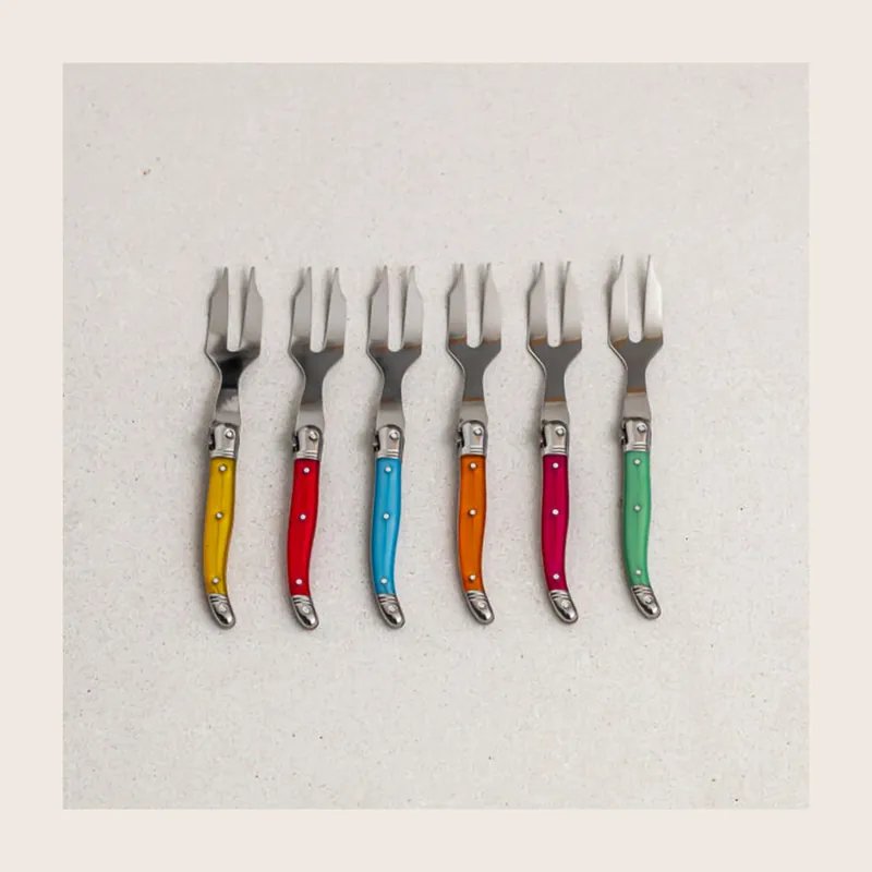Laguiole 12 Piece Mini Cheese Fork Set, Rainbow - Be Home