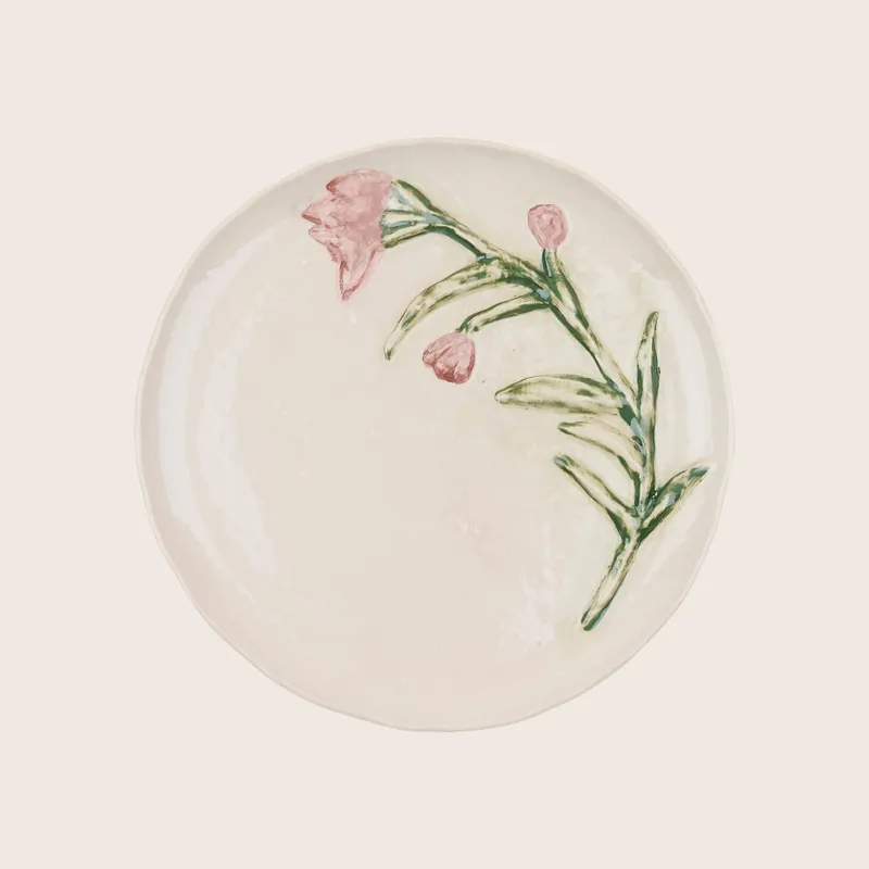 Flowery Dessert Plate, Rose - La Romaine Editions