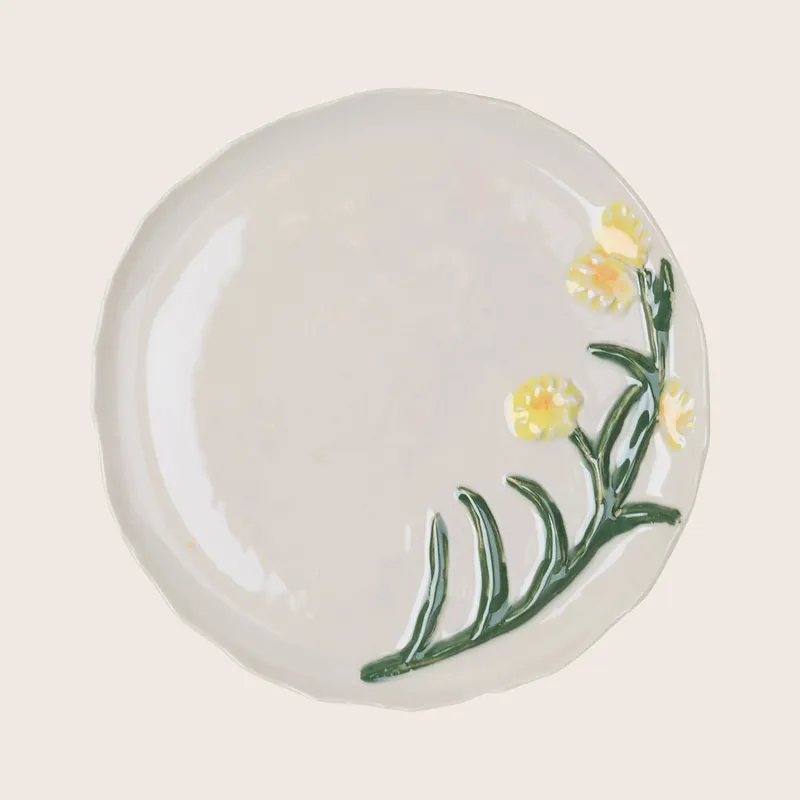 Flowery Dessert Plate, Daffodil - La Romaine Editions