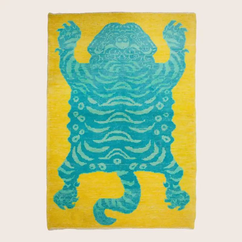 Yellow Contemporary Tiger Wool Rug - 4'1" x 6'3"